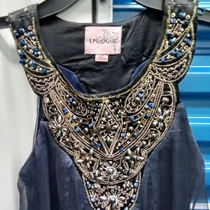 Guatemala Hand-Made Embroided, Hand Beaded linen-Silk Satin lined Ladies Dress